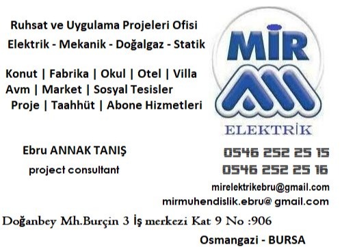 Elektrik Ruhsat Projeleri Çizimi Bursa | Mir Elektrik 